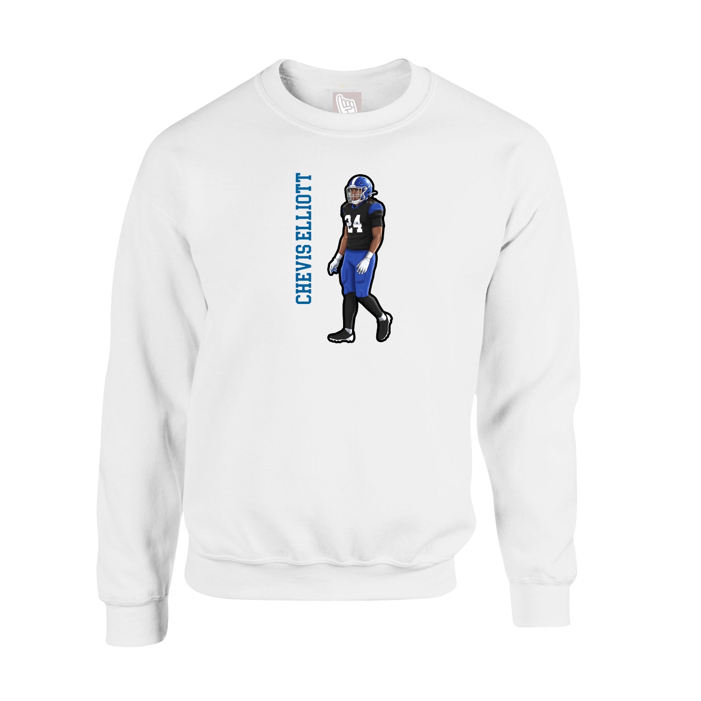 Fleece Crew — Name Vertical in White