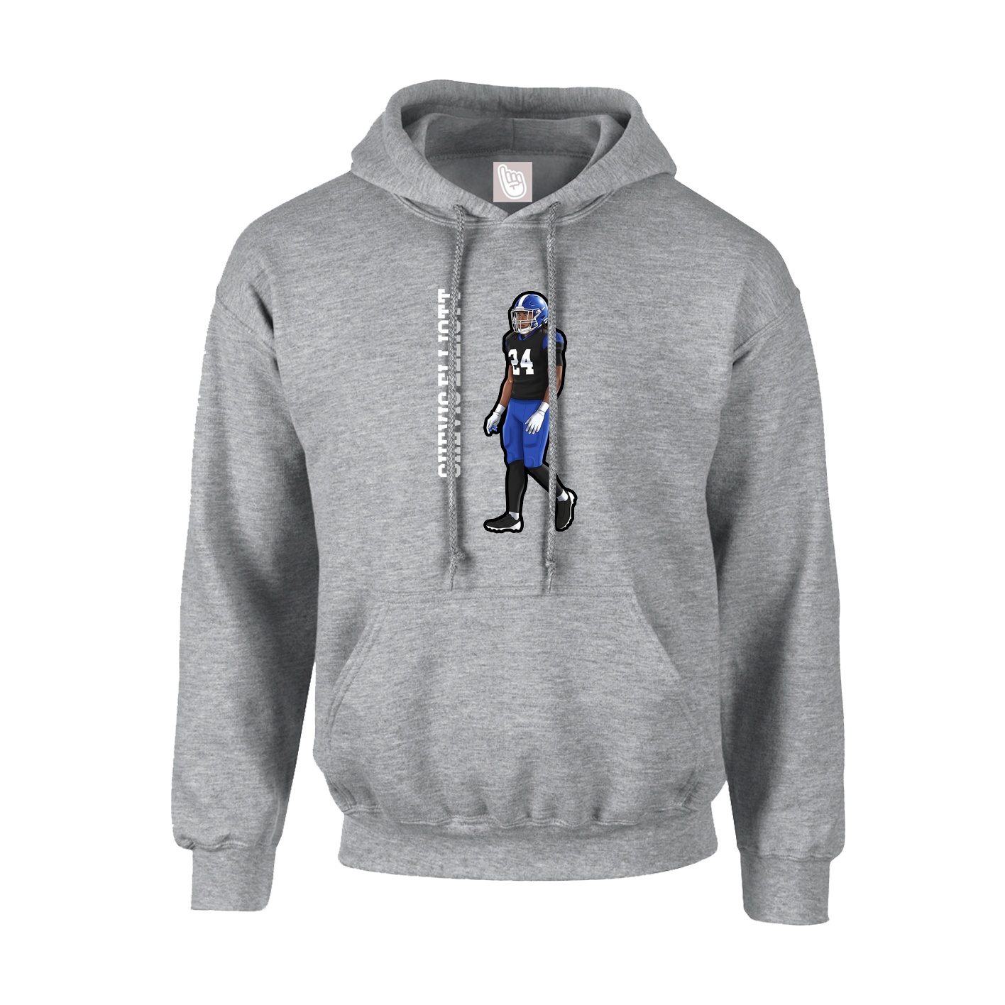 Youth Hoodie — Name Vertical in Grey