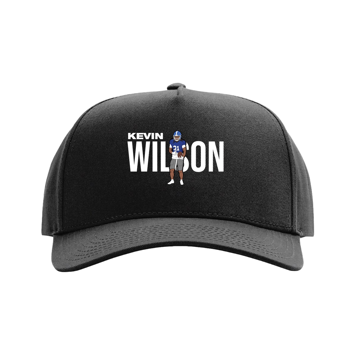 Full Fabric Five-Panel Champ Cap — Player Name in Black