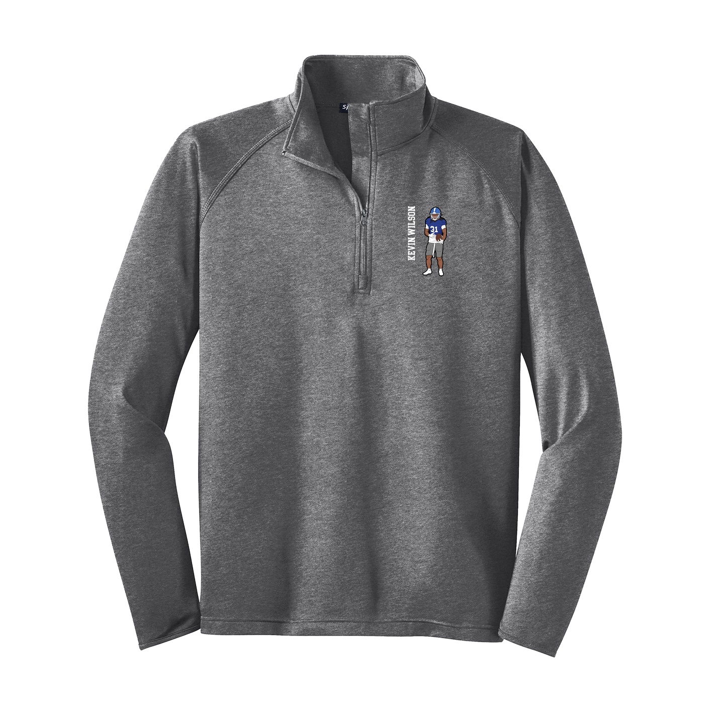 Q-Zip Pullover — Name Vertical in Grey