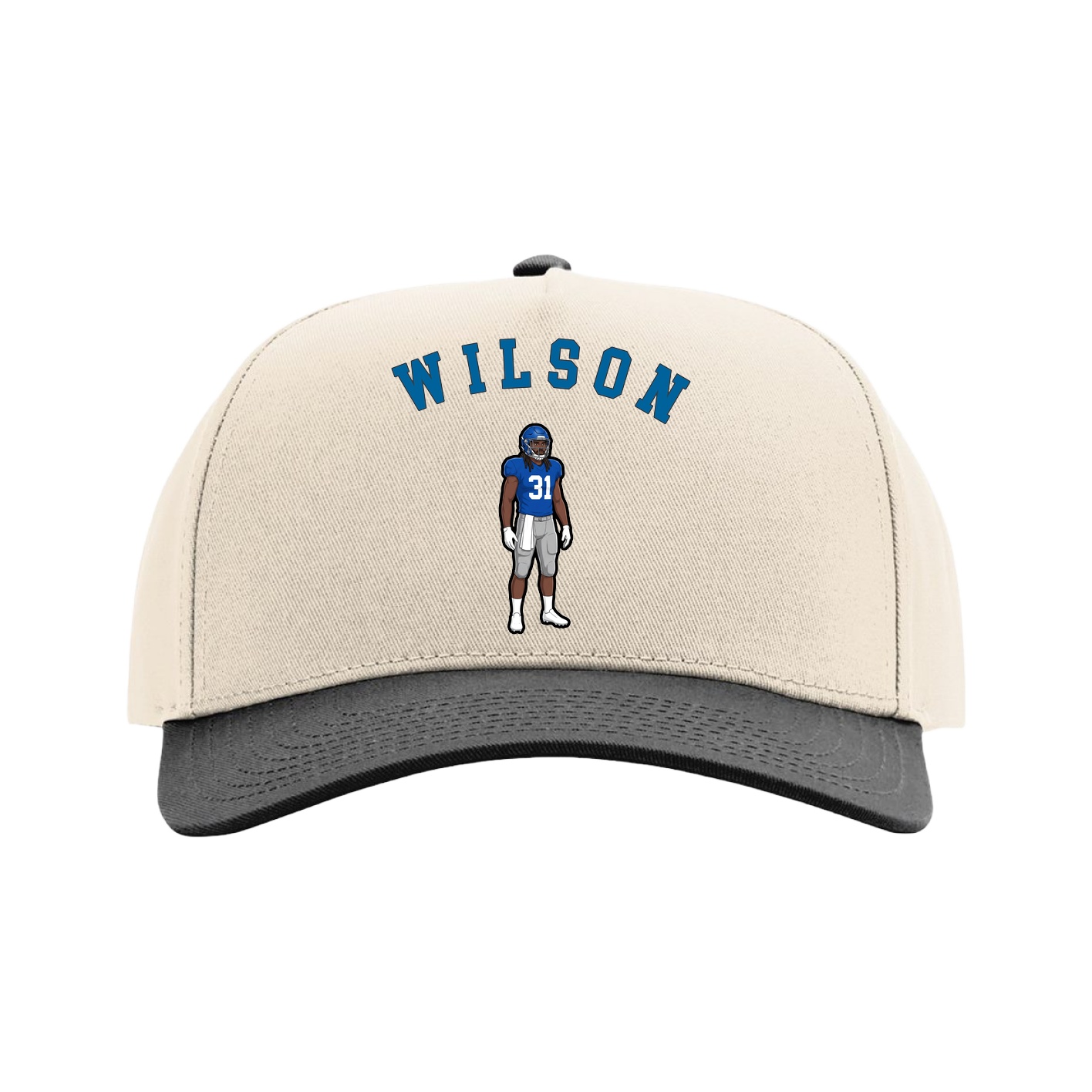 Full Fabric Five-Panel Champ Cap — Shirsey Arch in Cream/Black