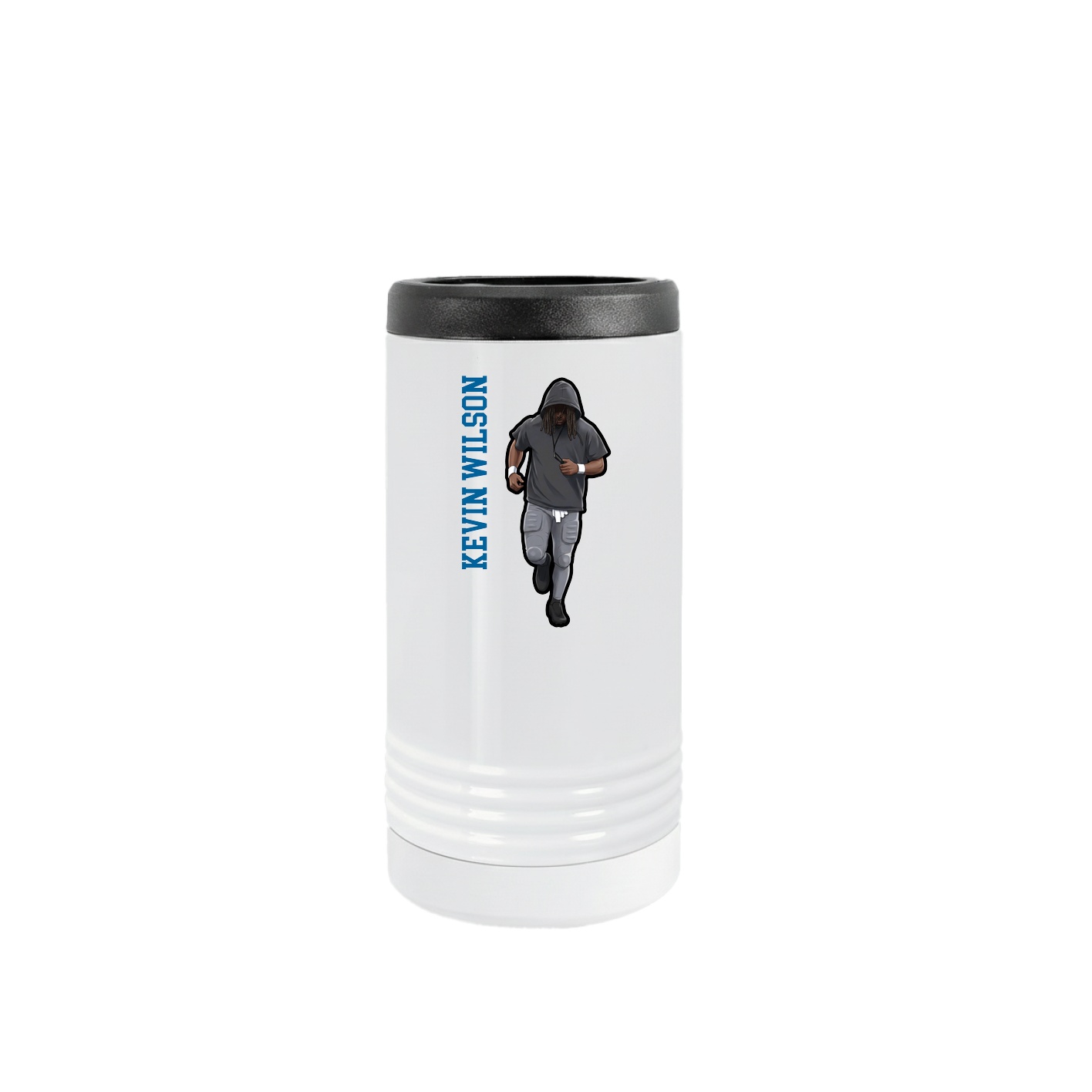 Slim Beverage Holder — Name Vertical in White