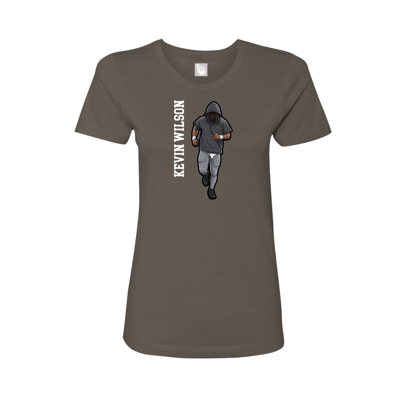 Womens Tee — Name Vertical in Grey