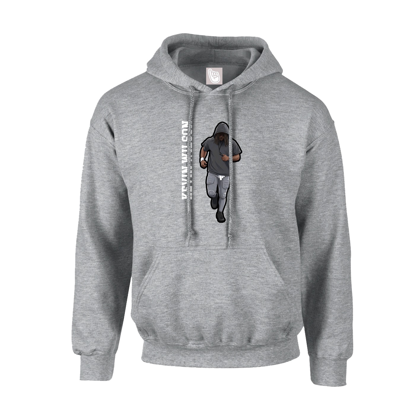 Youth Hoodie — Name Vertical in Grey