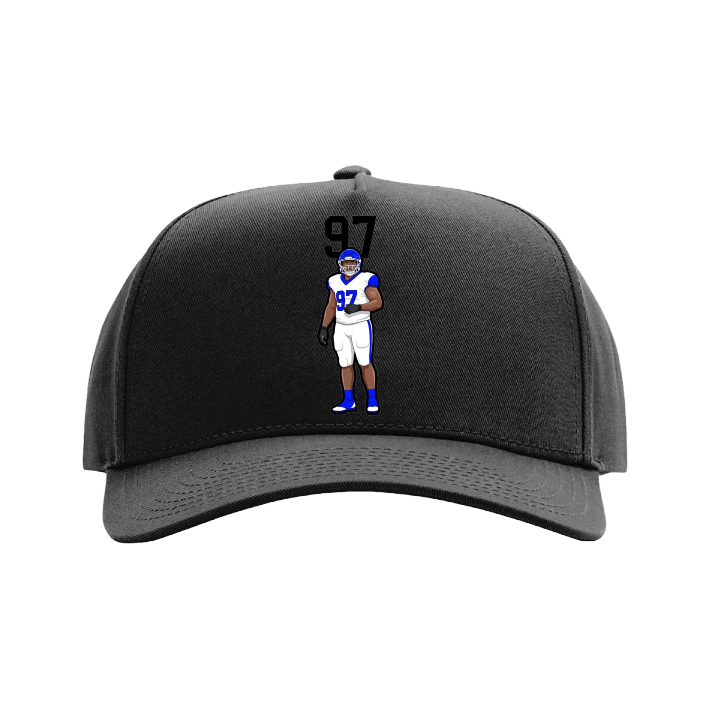 Full Fabric Five-Panel Champ Cap — Number Top in Black