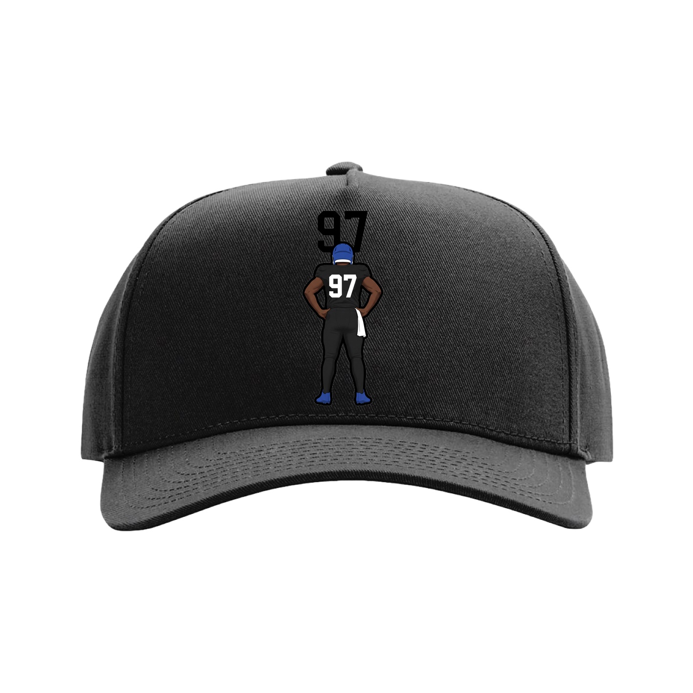 Full Fabric Five-Panel Champ Cap — Number Top in Black