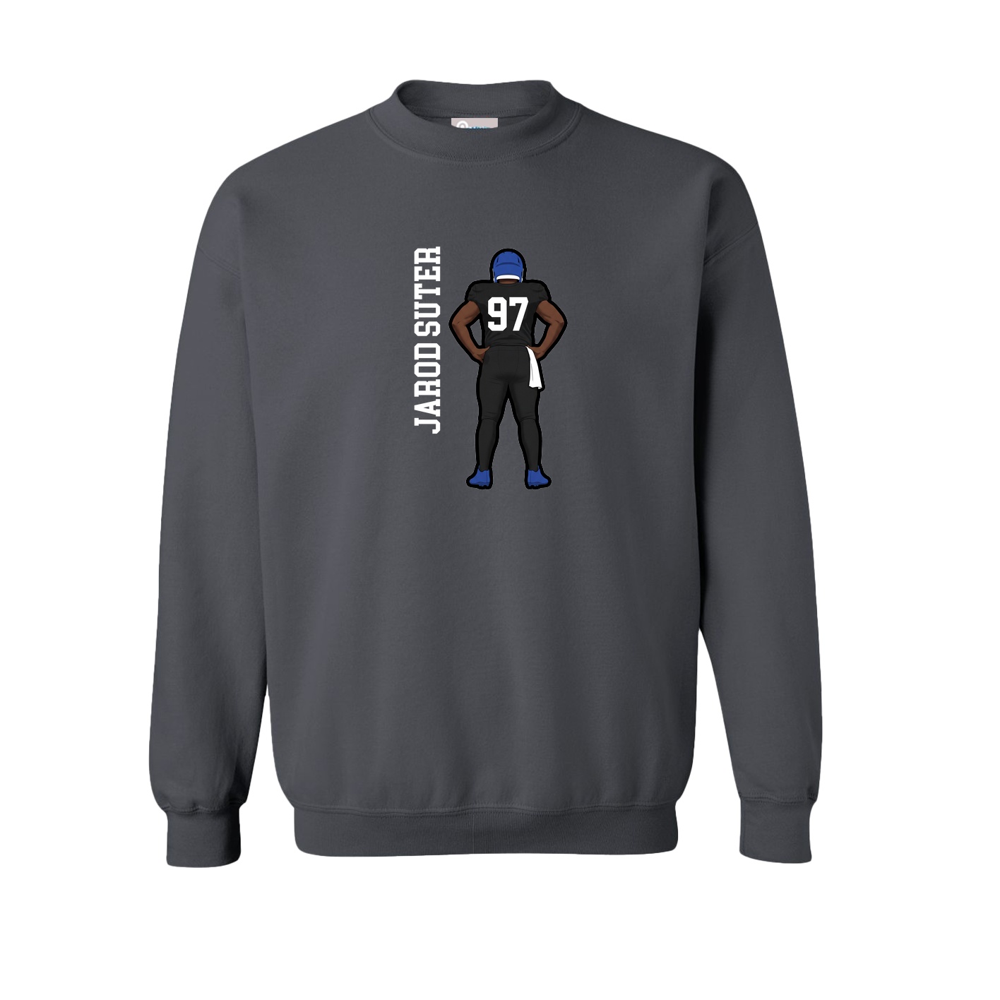 Fleece Crew — Name Vertical in Grey