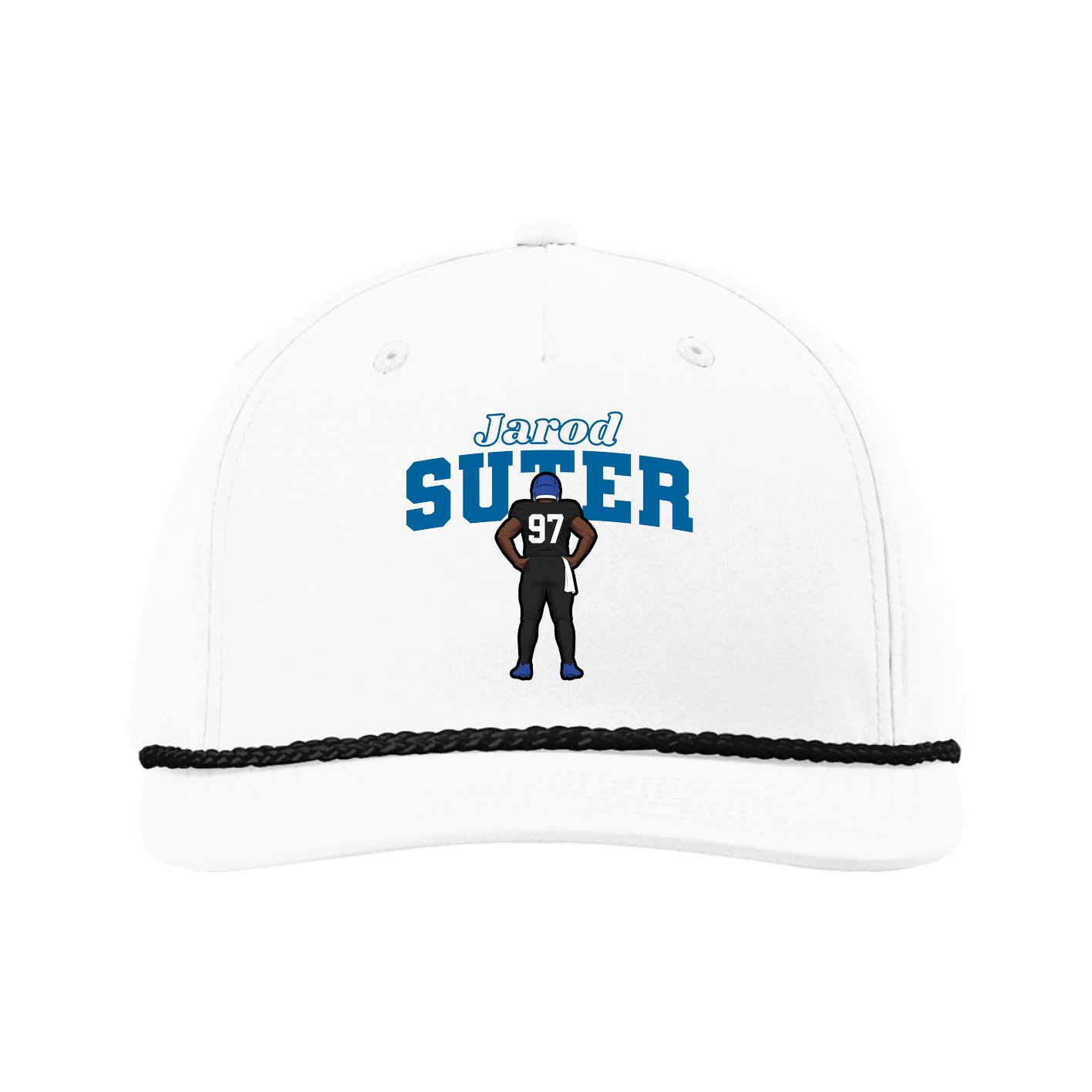 Five-Panel Classic Rope Cap — Name Arch in White