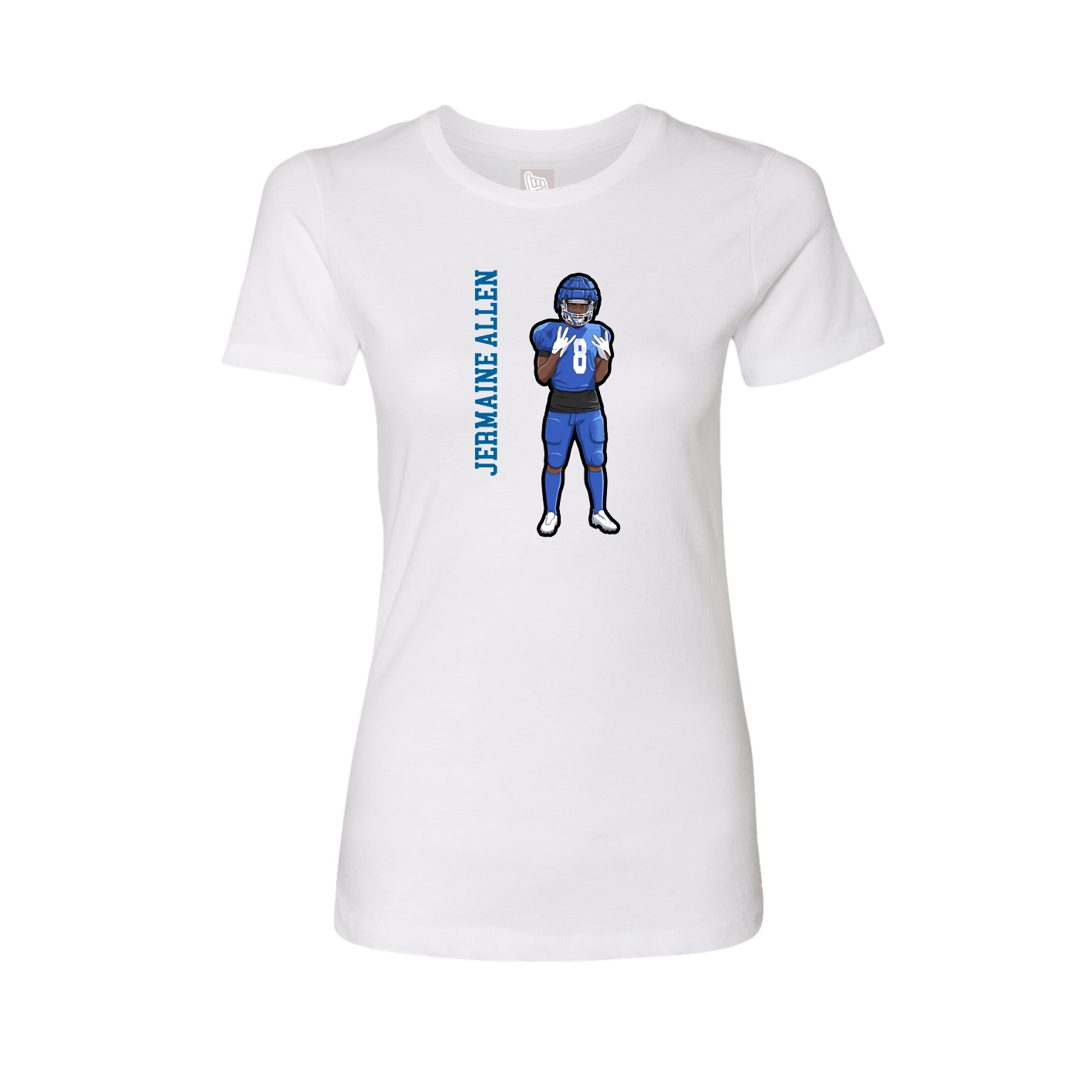 Fitted Women's Tee — Name Vertical in White