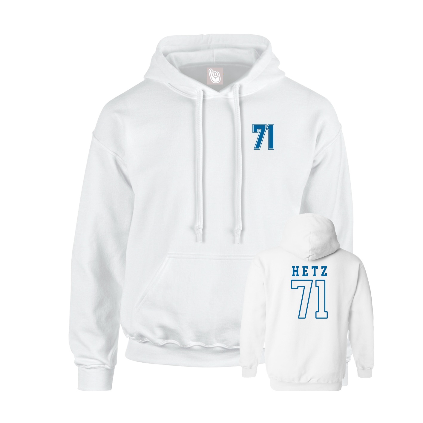 Youth Hoodie — Chest Back in White