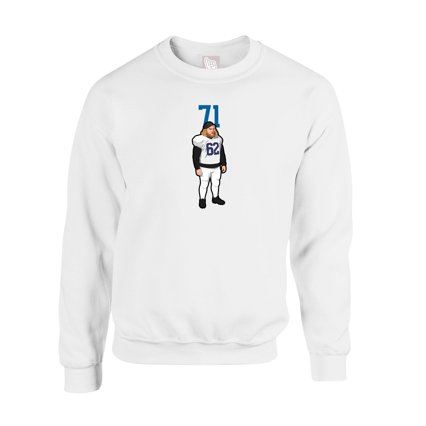 Fleece Crew — Number Top in White