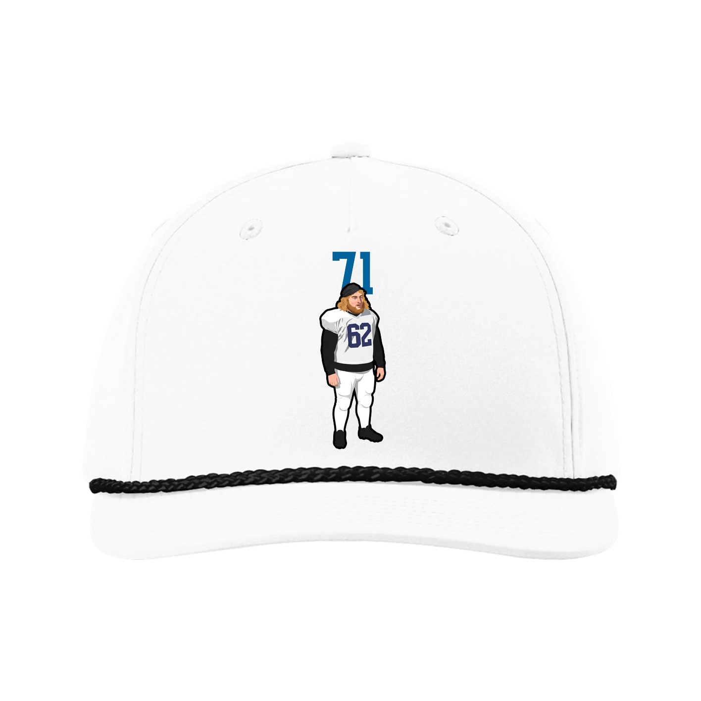 Five-Panel Classic Rope Cap — Number Top in White