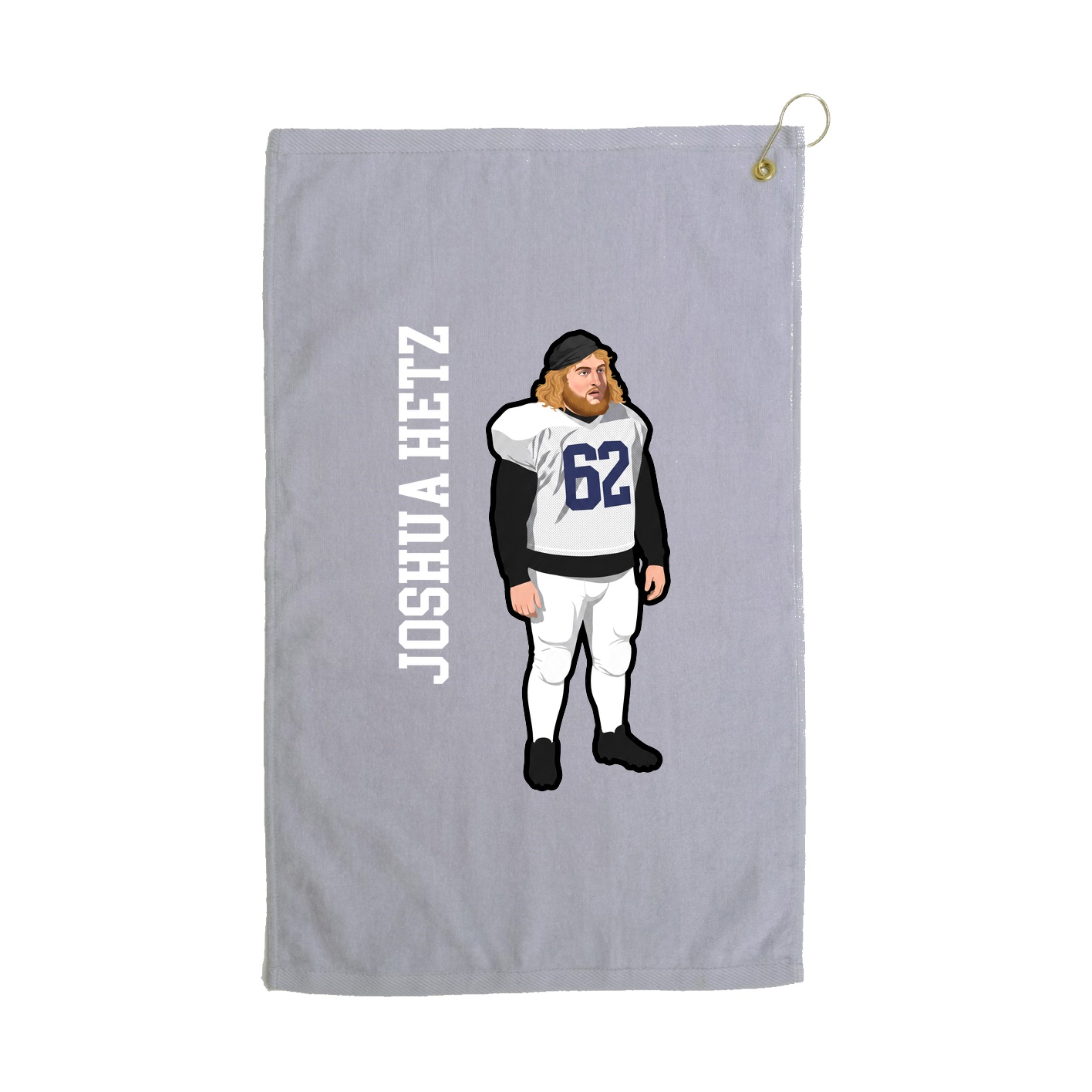 Golf Towel — Name Vertical in Grey