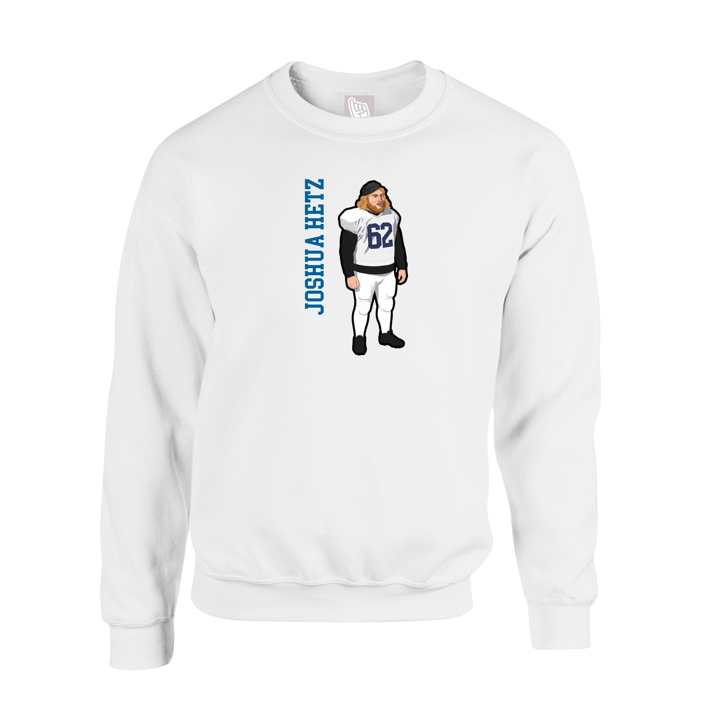 Fleece Crew — Name Vertical in White