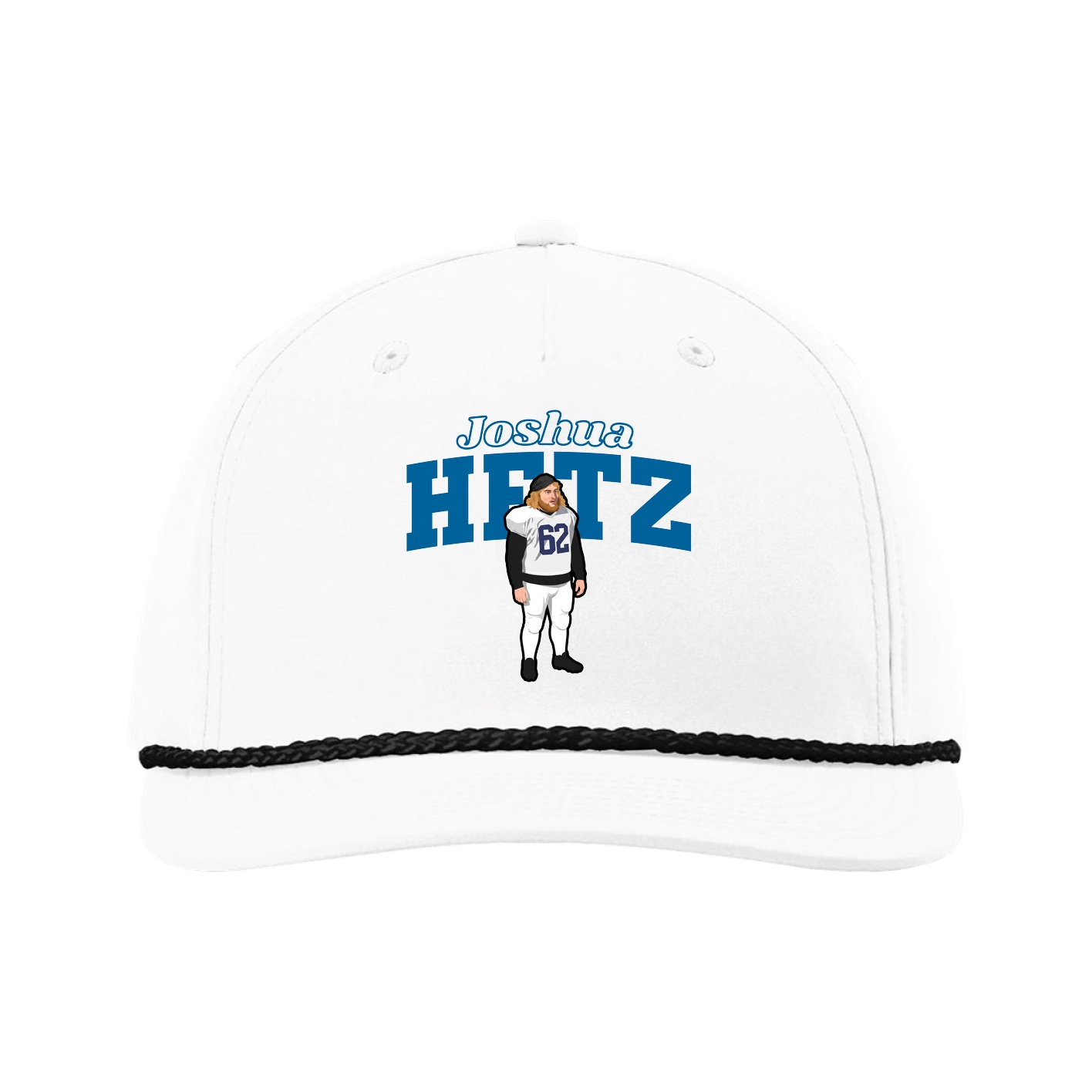 Five-Panel Classic Rope Cap — Name Arch in White