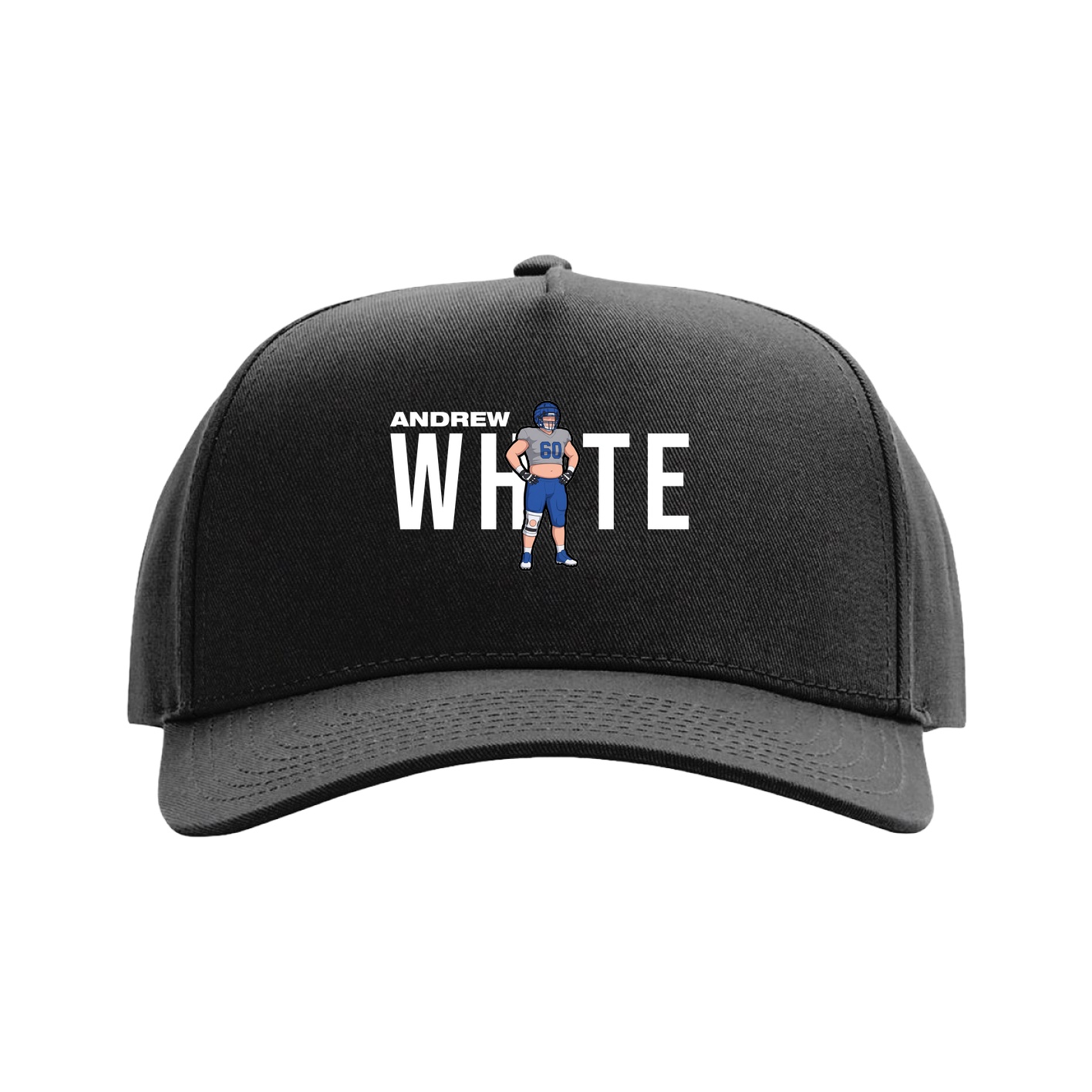 Full Fabric Five-Panel Champ Cap — Player Name in Black