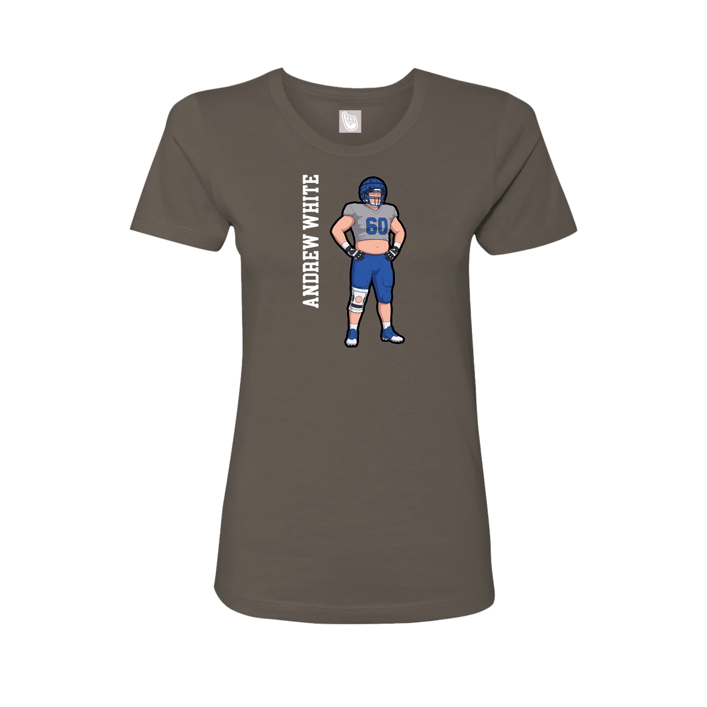 Fitted Women's Tee — Name Vertical in Grey