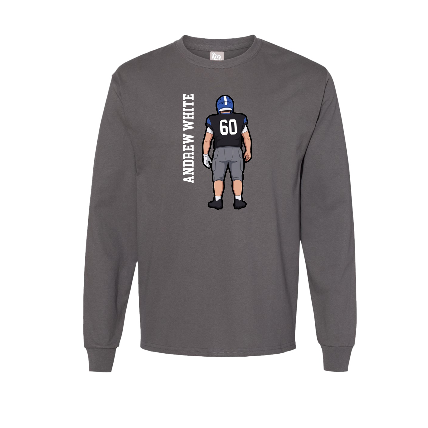 Long Sleeve Tee — Name Vertical in Grey