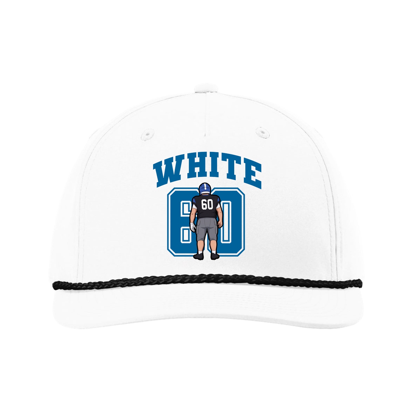 Five-Panel Classic Rope Cap — Number in White