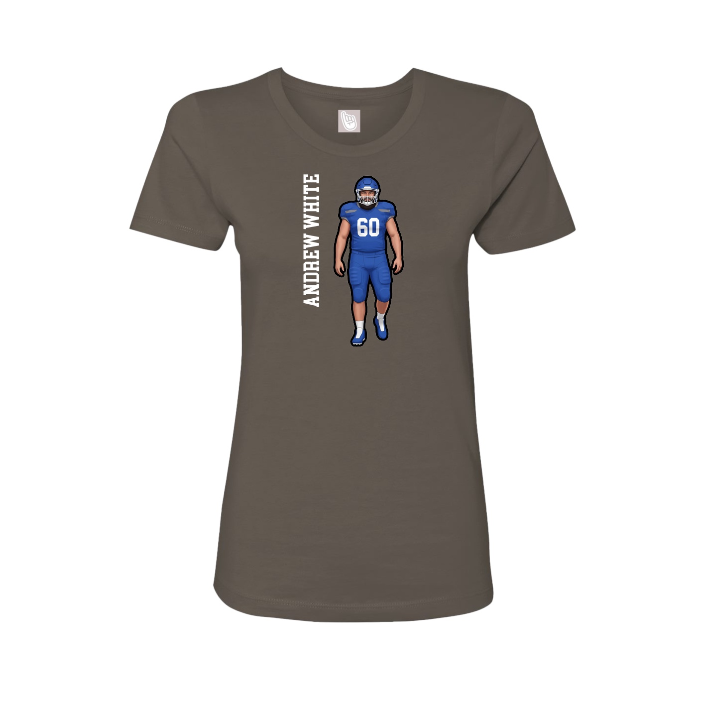 Fitted Women's Tee — Name Vertical in Grey