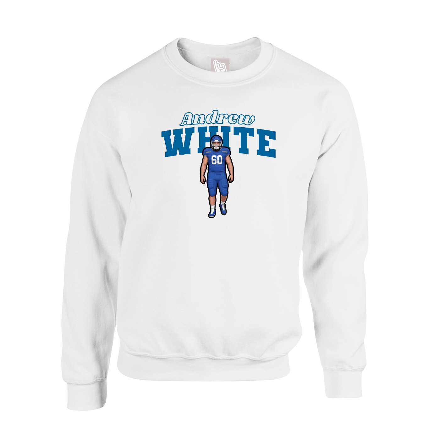 Fleece Crew — Name Arch in White