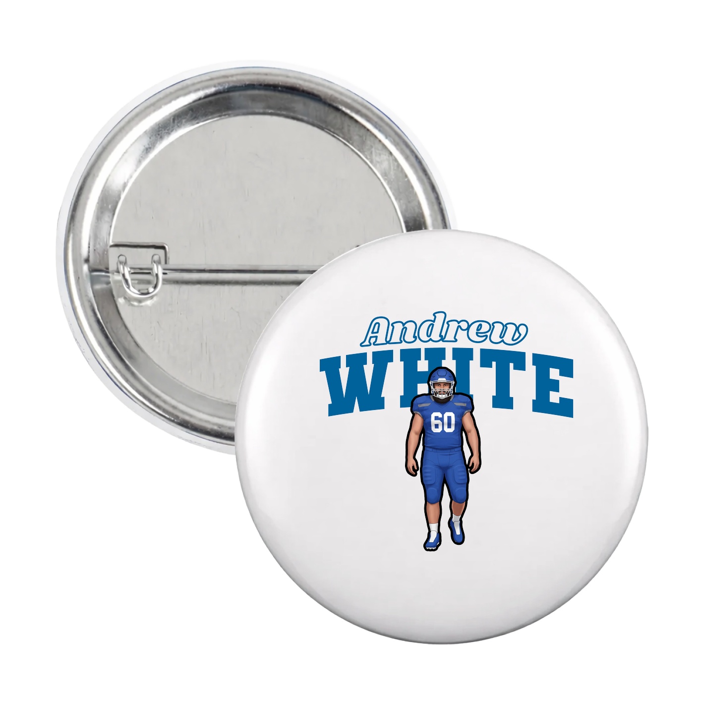 Game Day Button — Name Arch in White