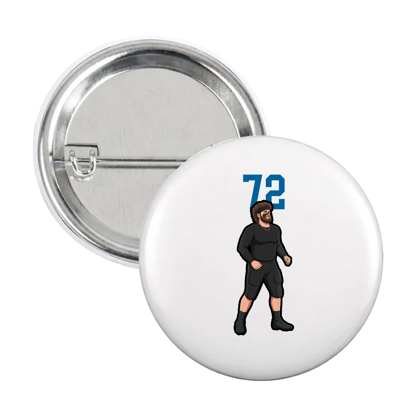 Game Day Button — Number Top in White