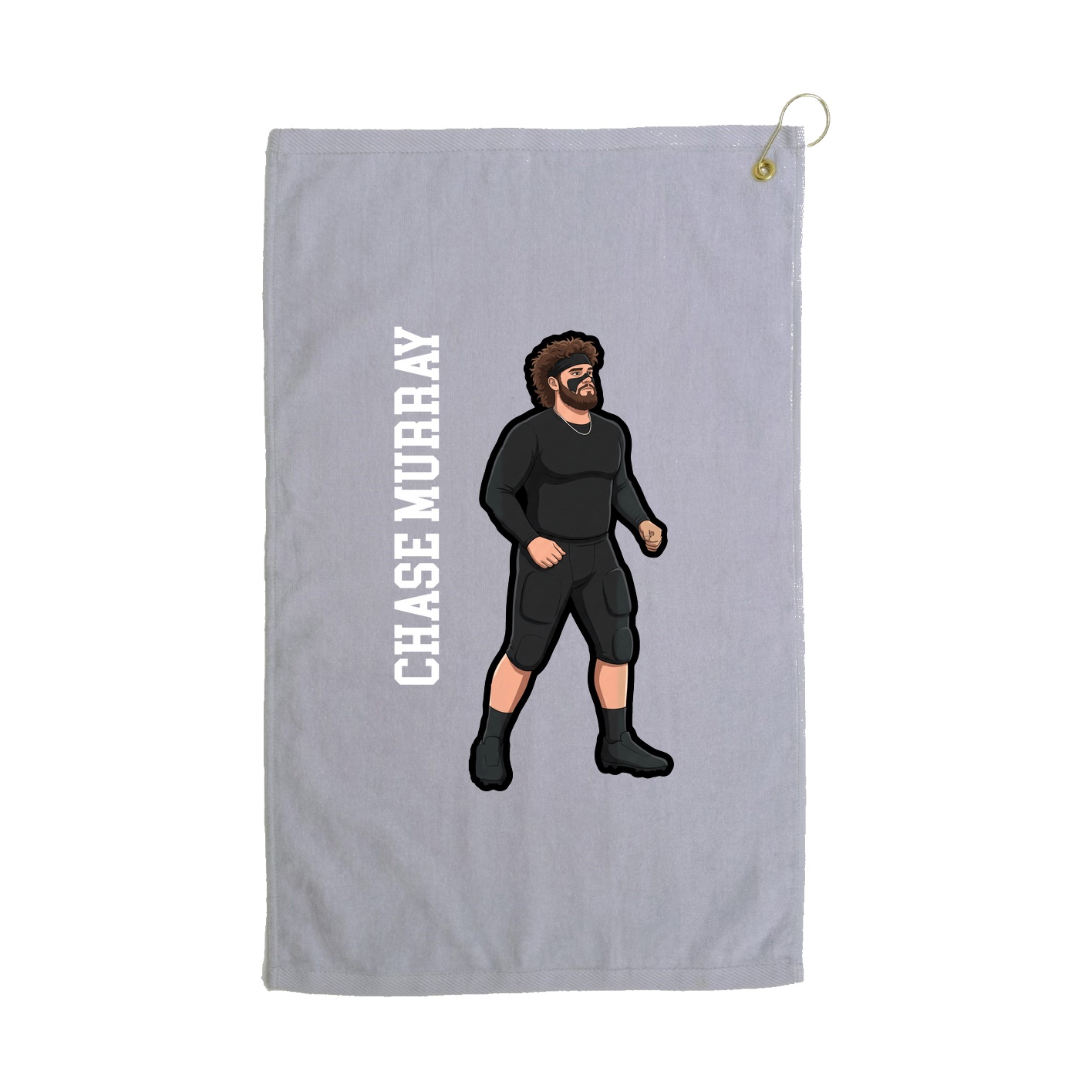 Golf Towel — Name Vertical in Grey