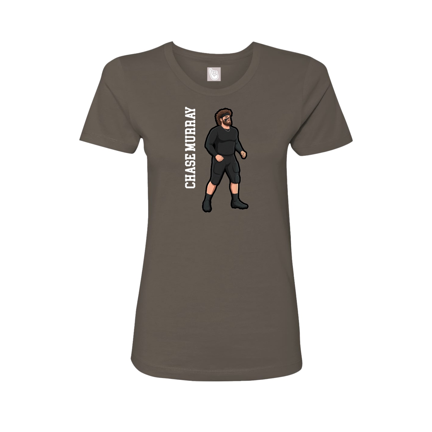 Fitted Women's Tee — Name Vertical in Grey