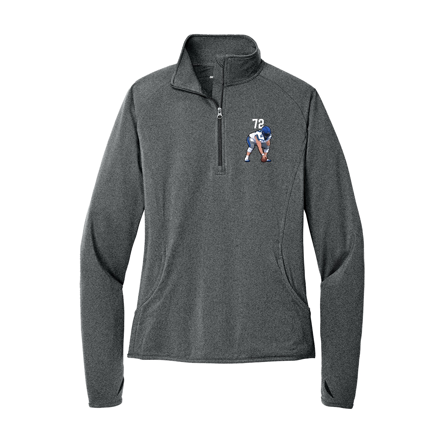 Women's Q-Zip Pullover — Number Top in Grey