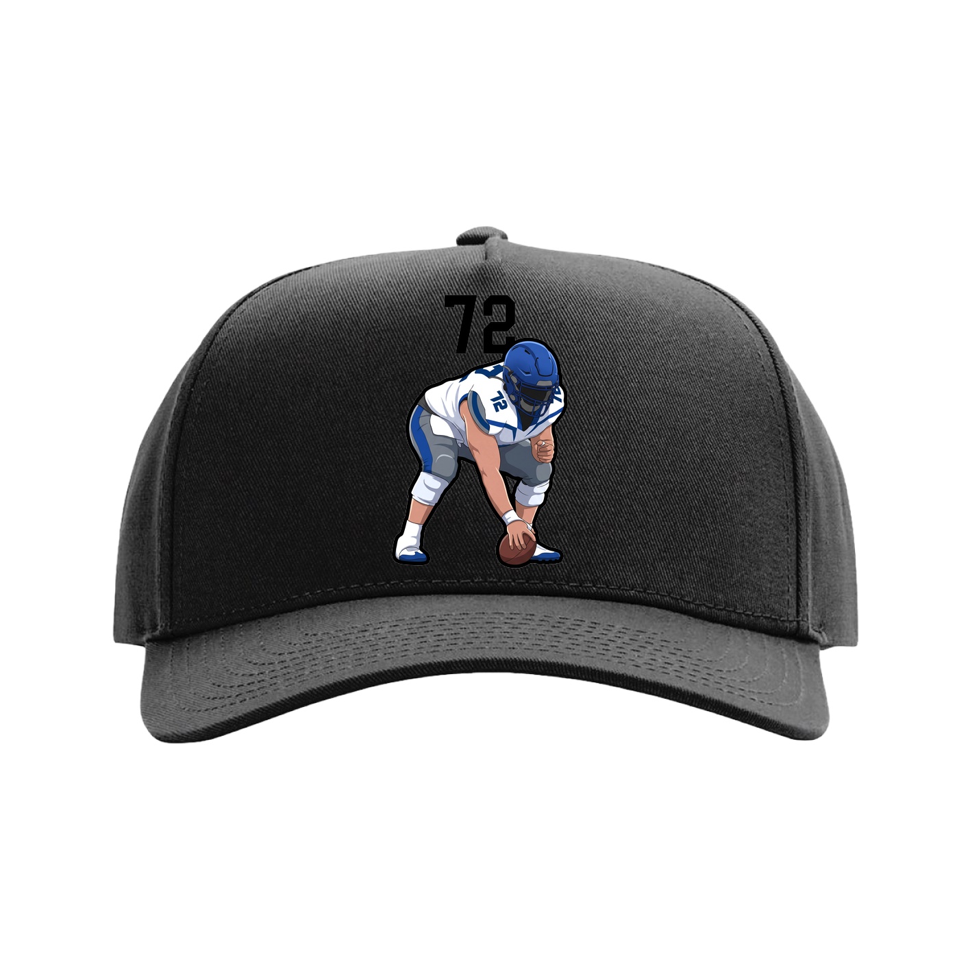 Full Fabric Five-Panel Champ Cap — Number Top in Black