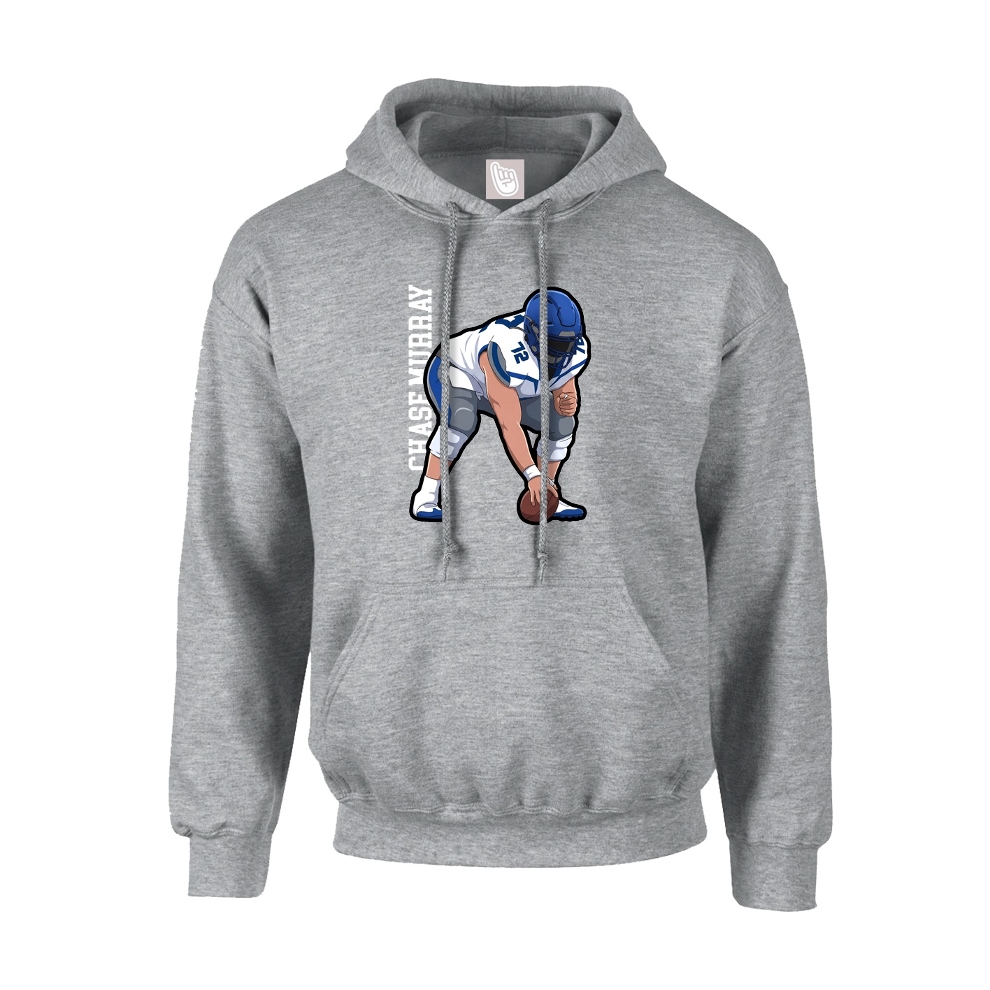 Hoodie — Name Vertical in Grey