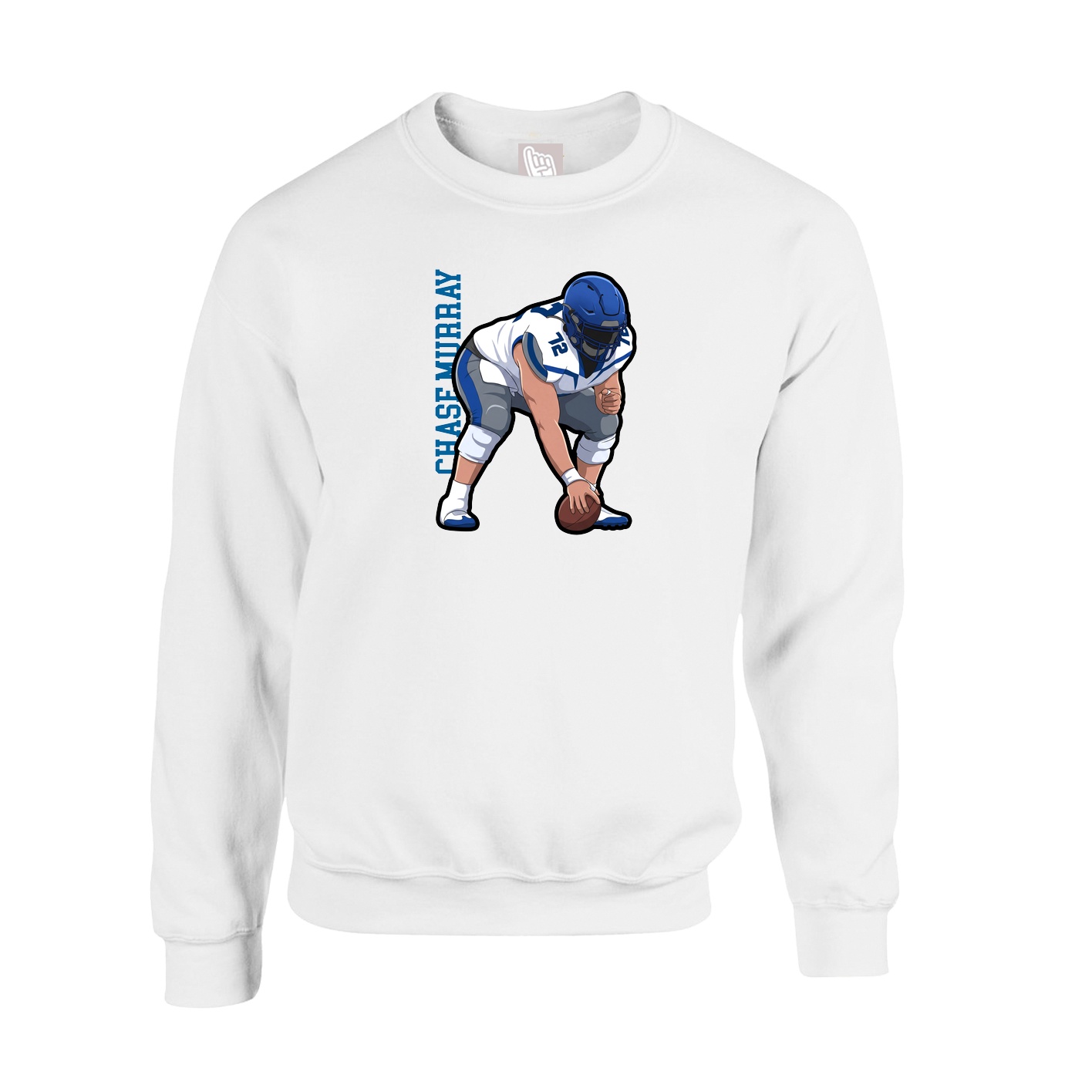 Fleece Crew — Name Vertical in White