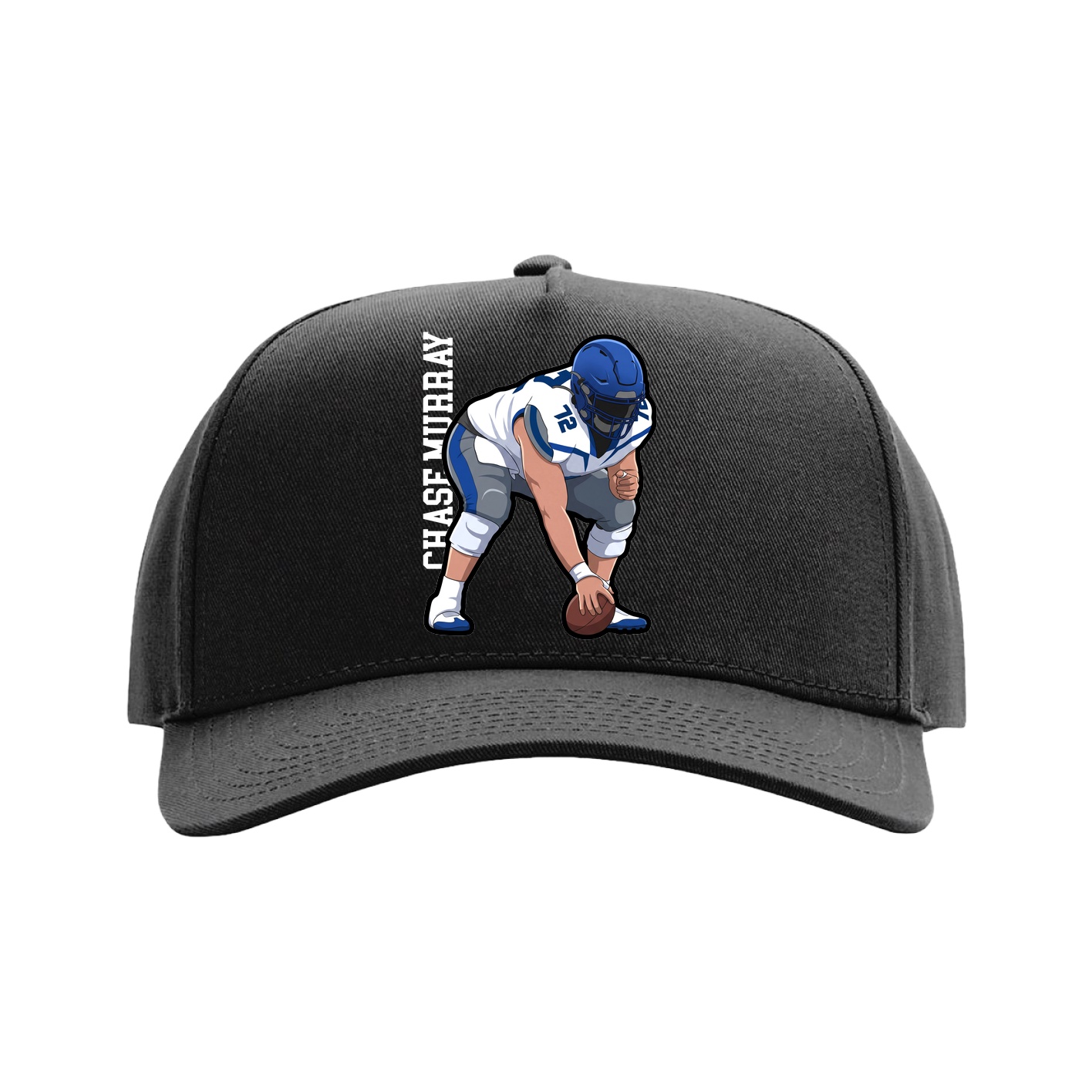 Full Fabric Five-Panel Champ Cap — Name Vertical in Black
