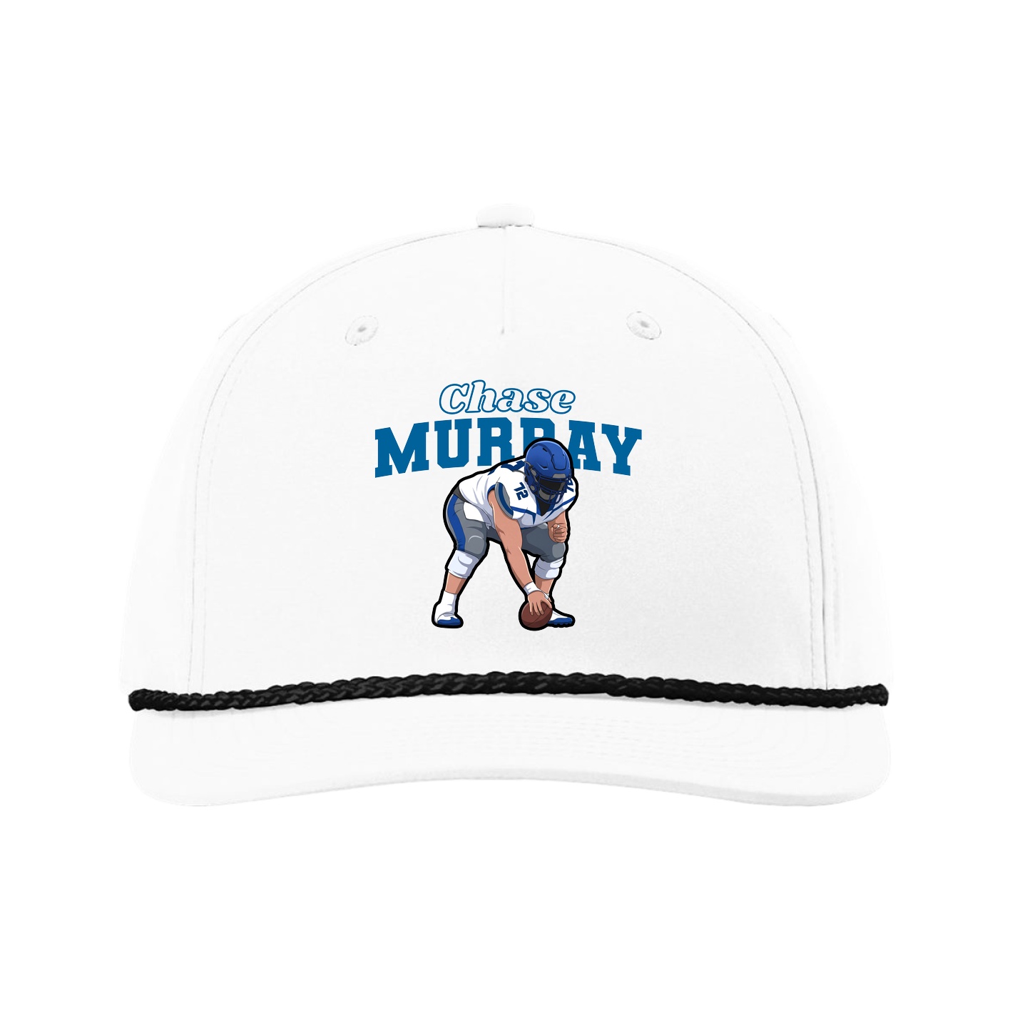 Five-Panel Classic Rope Cap — Name Arch in White