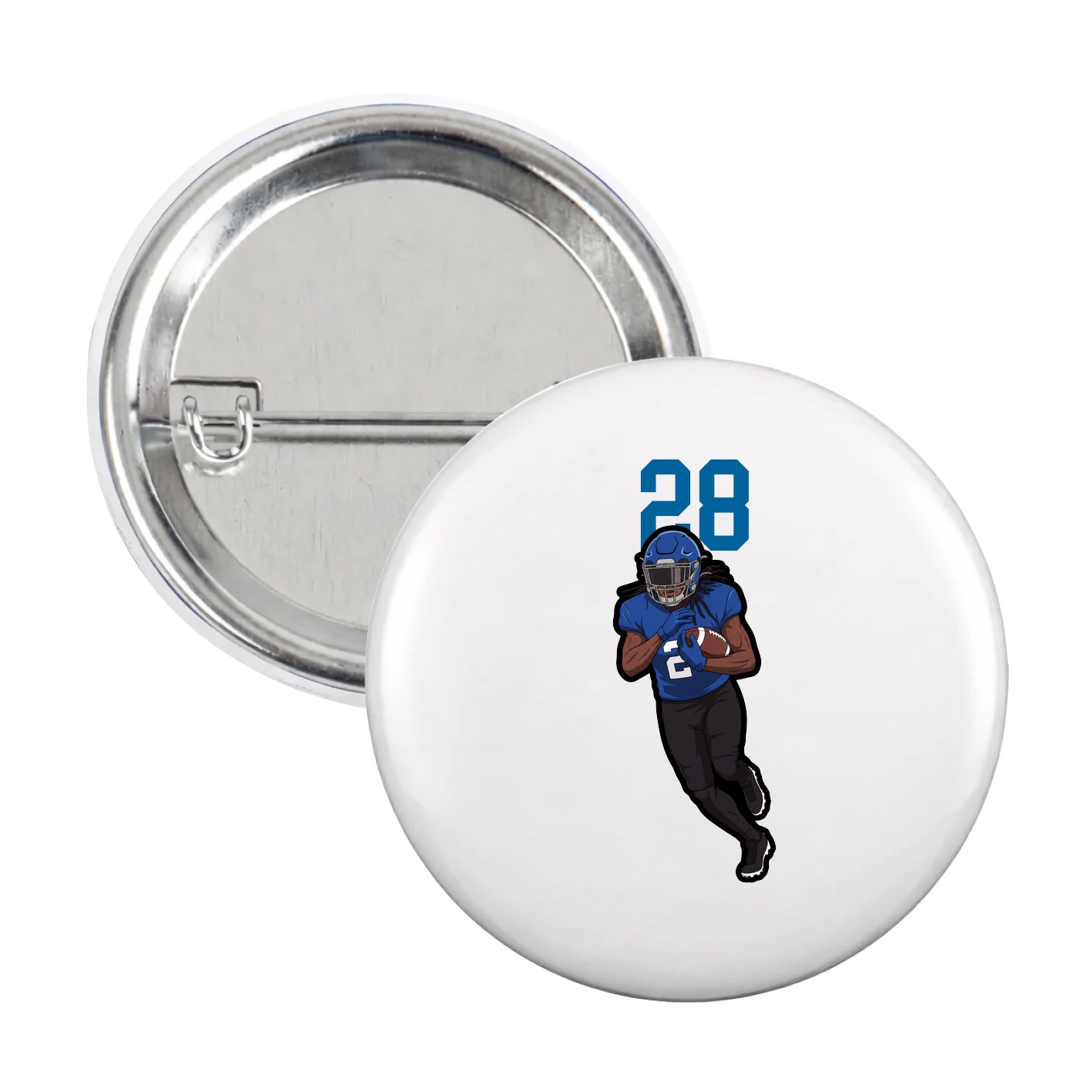 Game Day Button — Number Top in White