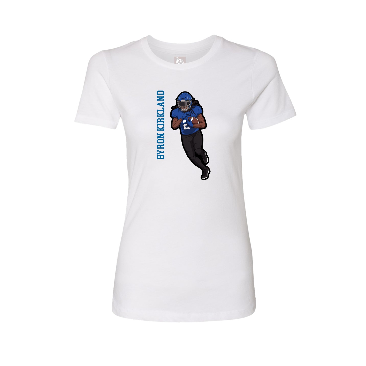 Fitted Women's Tee — Name Vertical in White