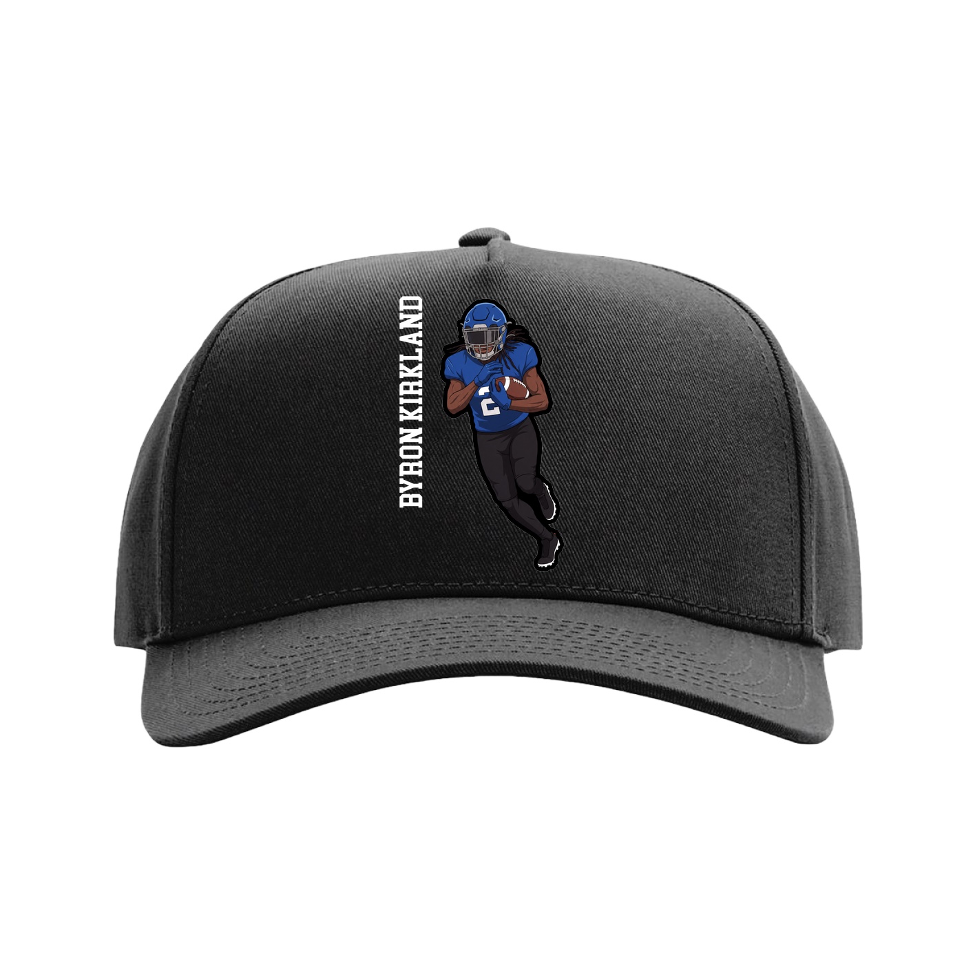 Full Fabric Five-Panel Champ Cap — Name Vertical in Black