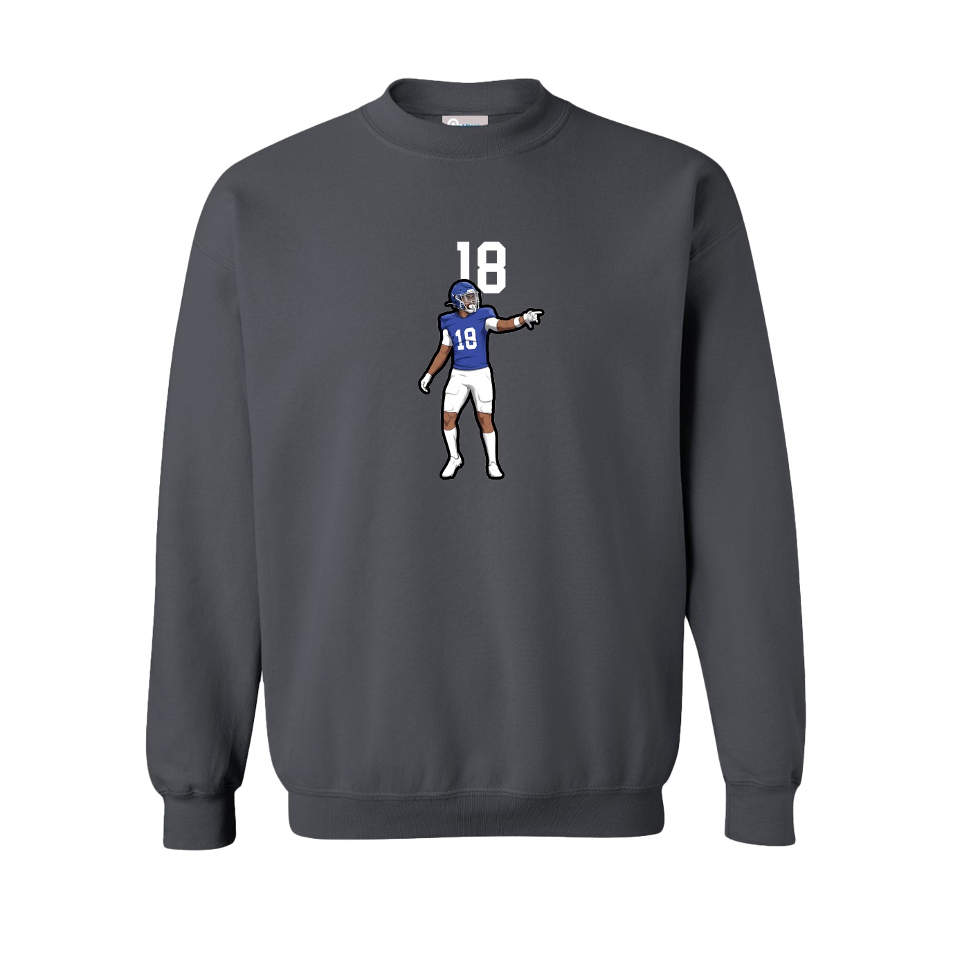 Fleece Crew — Number Top in Grey