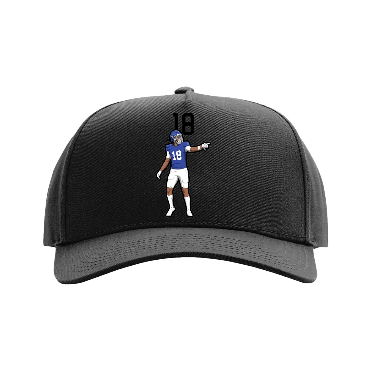 Full Fabric Five-Panel Champ Cap — Number Top in Black