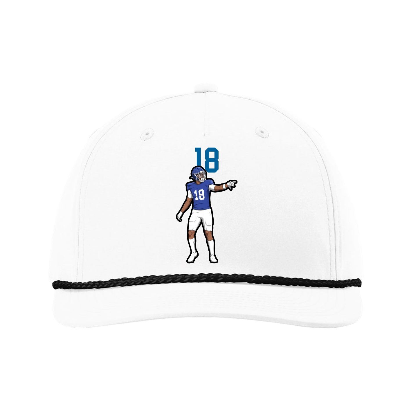Five-Panel Classic Rope Cap — Number Top in White