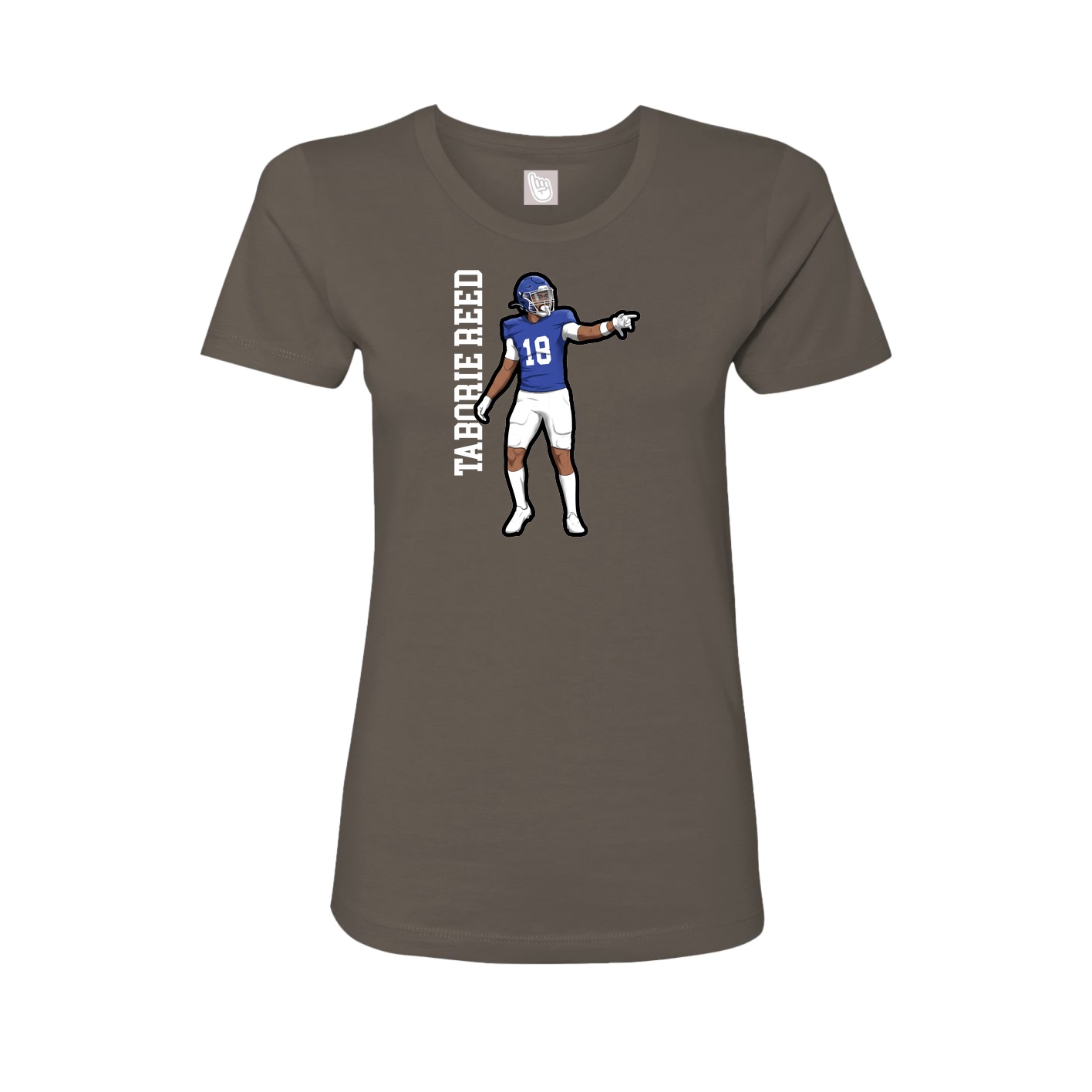 Fitted Women's Tee — Name Vertical in Grey