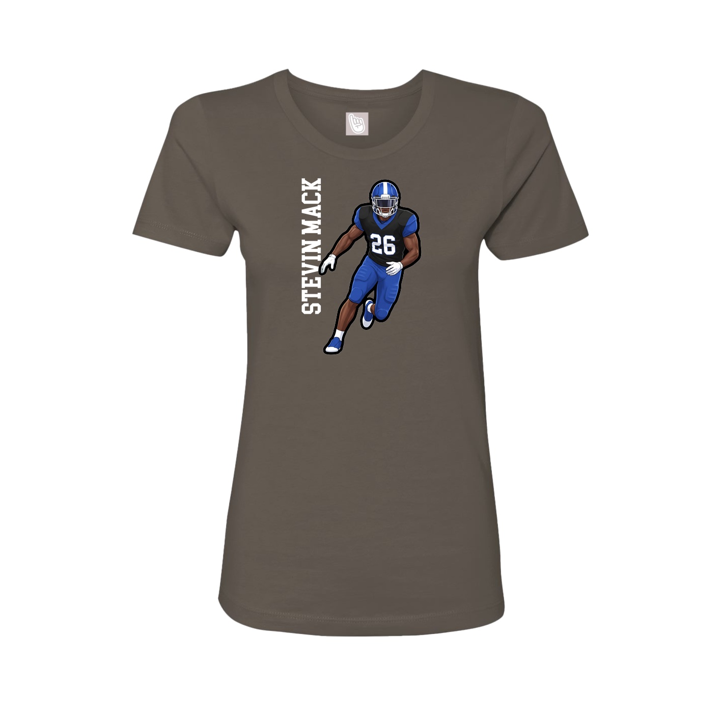 Fitted Women's Tee — Name Vertical in Grey