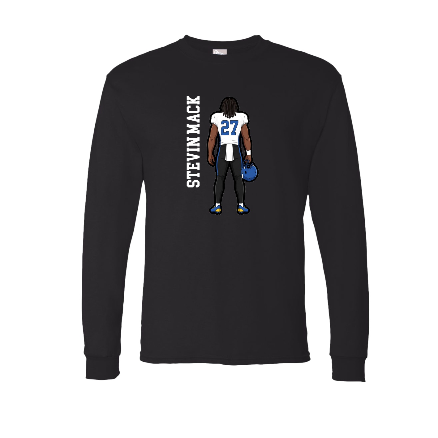 Long Sleeve Tee — Name Vertical in Black