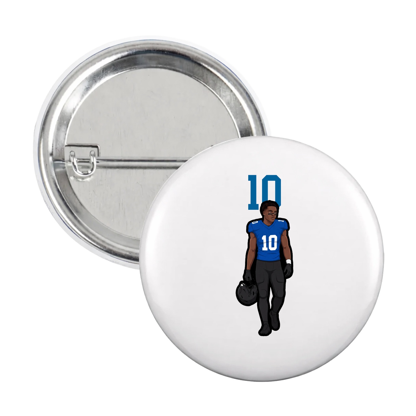 Game Day Button — Number Top in White