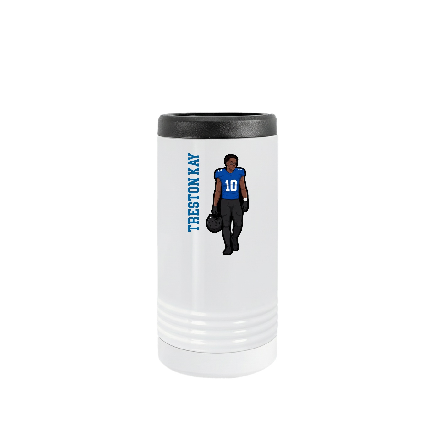 Slim Beverage Holder — Name Vertical in White