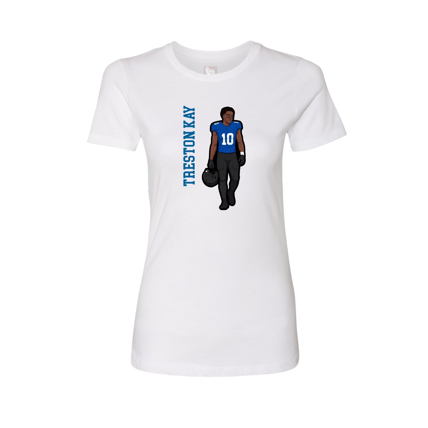 Fitted Women's Tee — Name Vertical in White