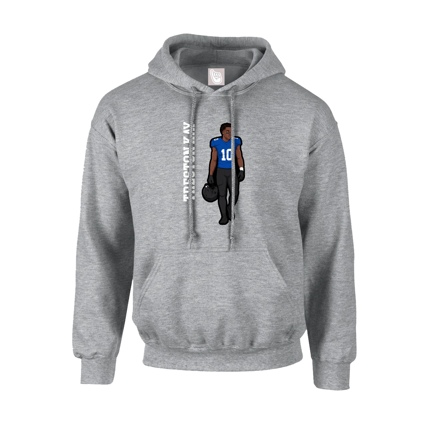 Youth Hoodie — Name Vertical in Grey
