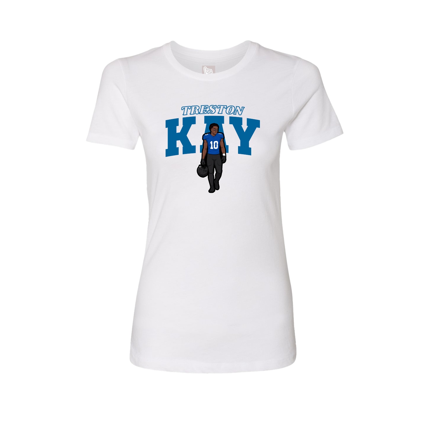Fitted Women's Tee — Name Arch in White