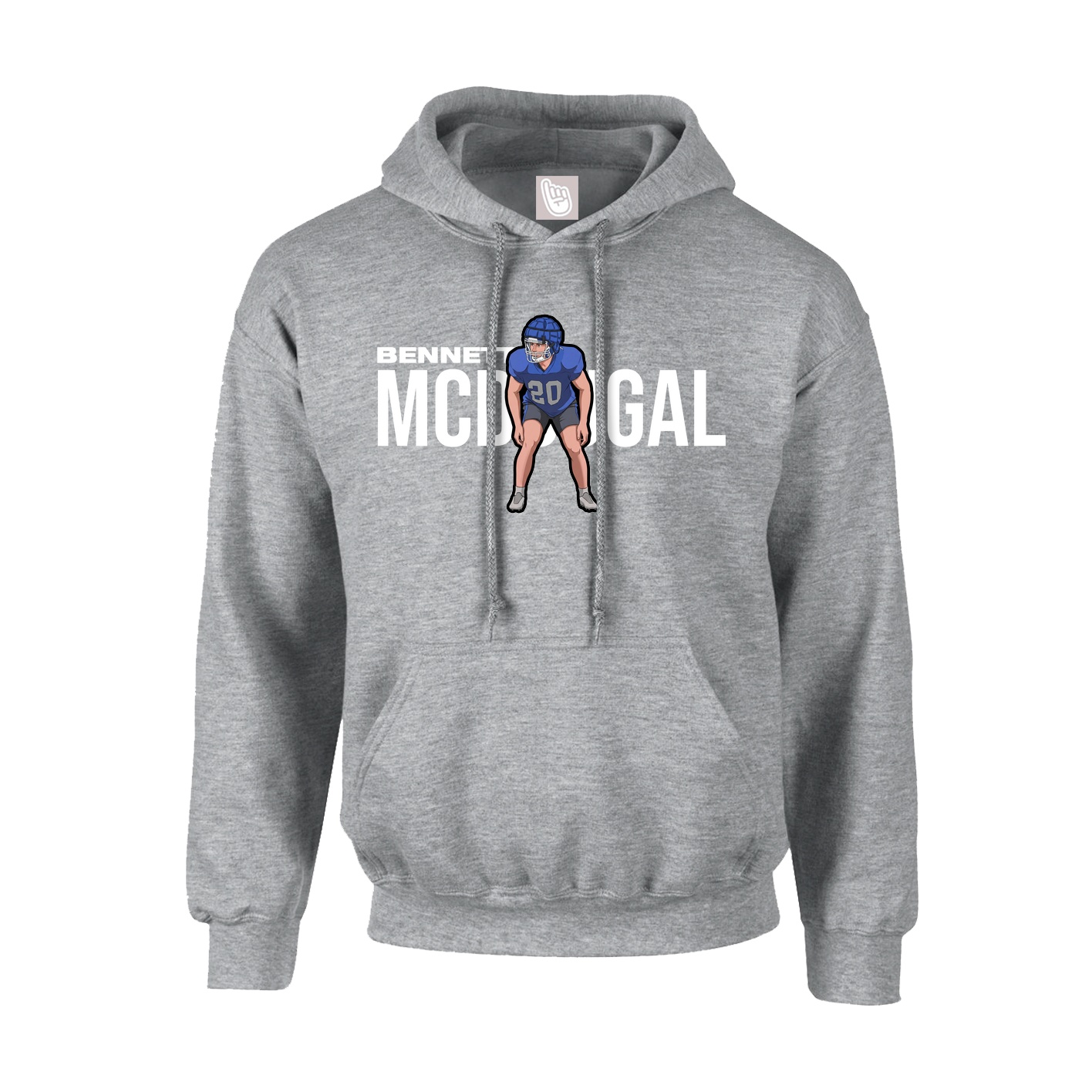 Youth Hoodie — Player Name in Grey